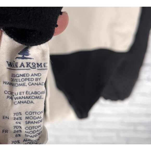 WANAKOME Women's Tan Black Hooded Full Zip Crop Sweatshirt Medium - Picture 4 of 5